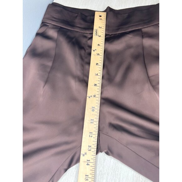 Veiled Colletion Ghalia Dark Brown Satin High Rise Trousers L - Picture 11 of 13
